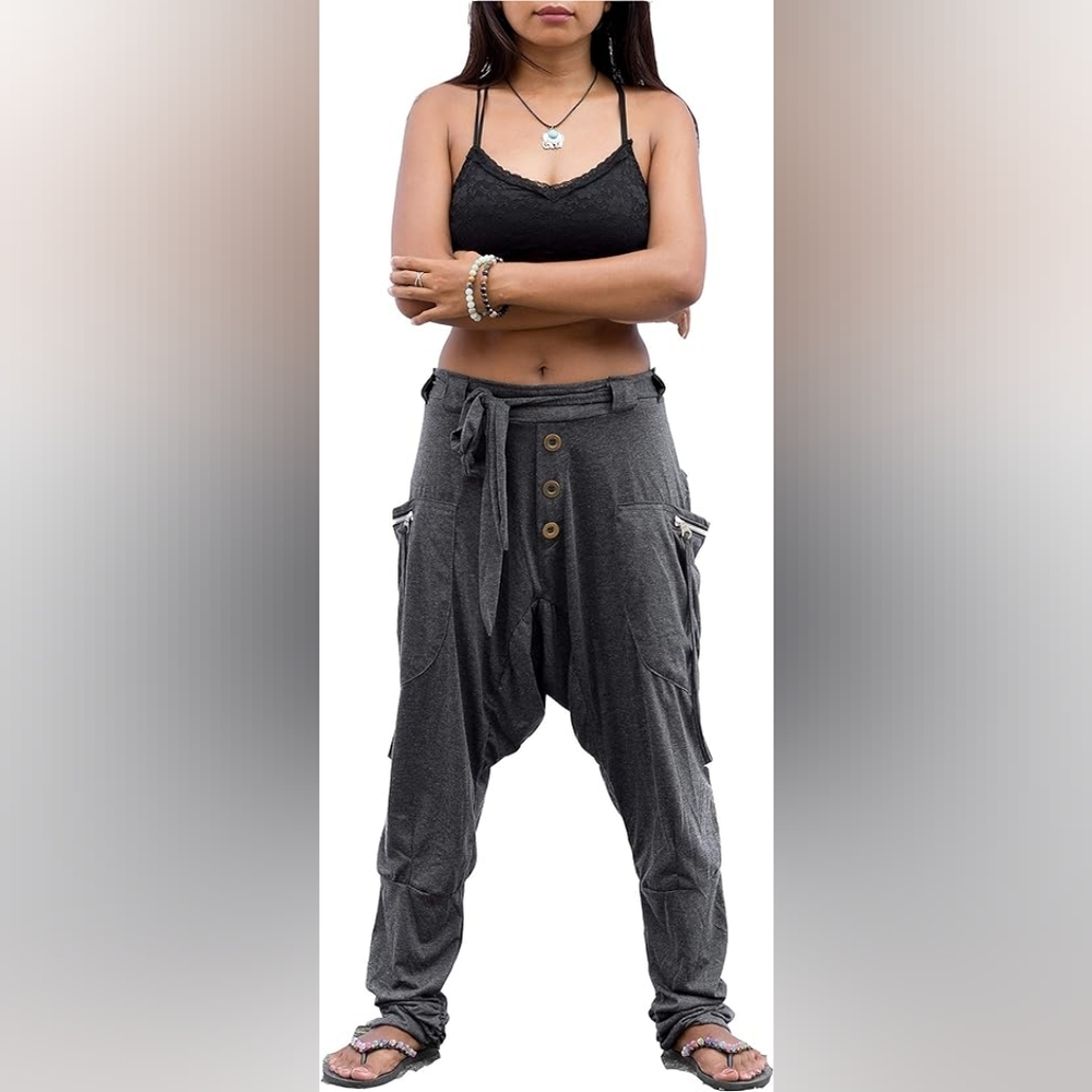 Thaluta Boho Wear Harem Pant Jogger Lounge Charcoal S/M NWT